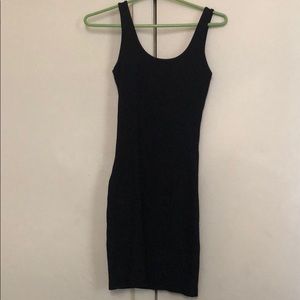 Black ribbed fitted dress